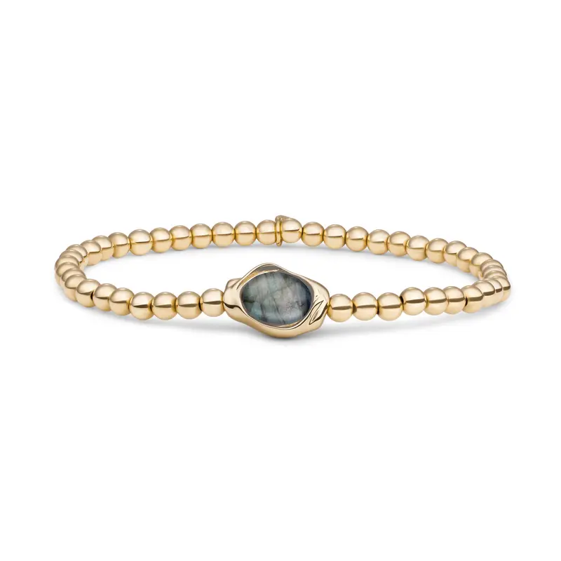 Sparkling Jewels Armband Flow Labradoriet SB-G-4MM-FLG18 Goudkleurig