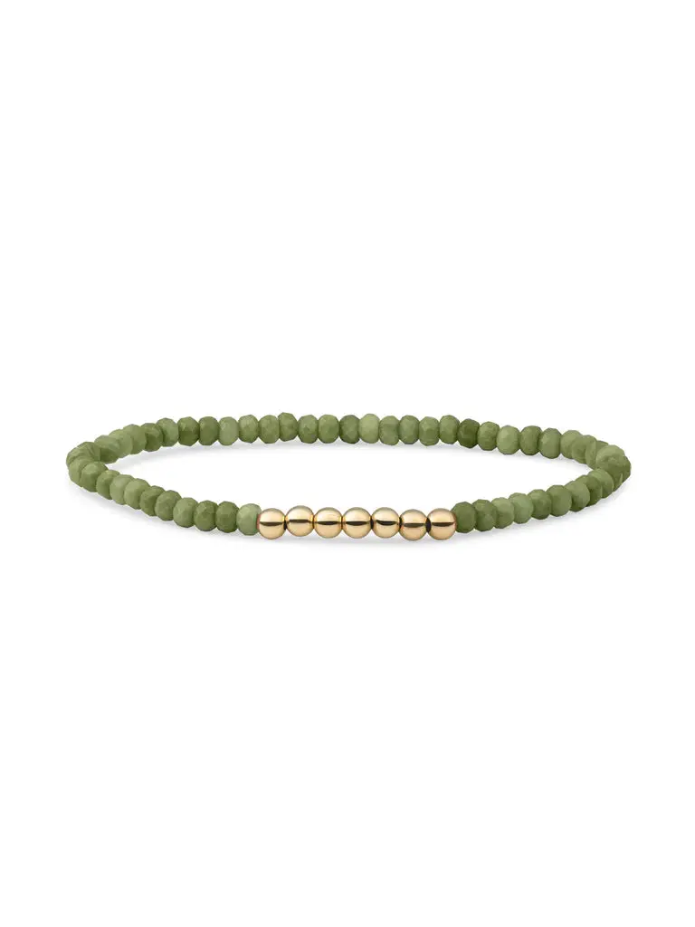 Sparkling Jewels Armband Jade SB-G-4MM-RLI-G64 Goudkleurig