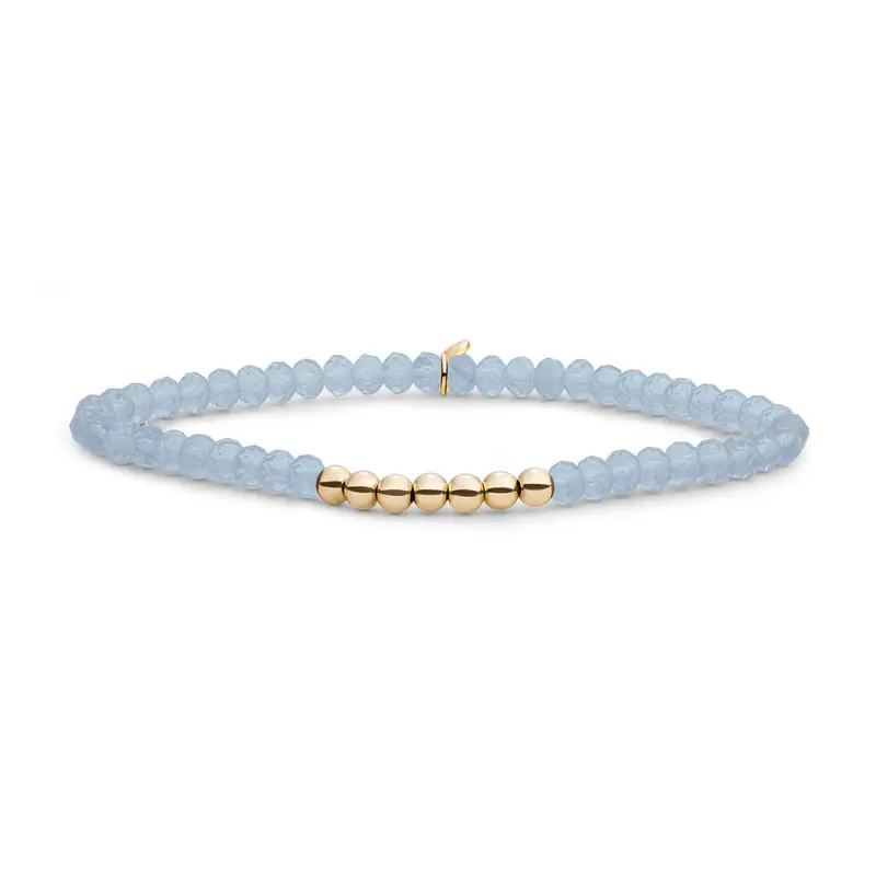 Sparkling Jewels Armband Jade SB-G-4MM-RLI-G68 Goudkleurig
