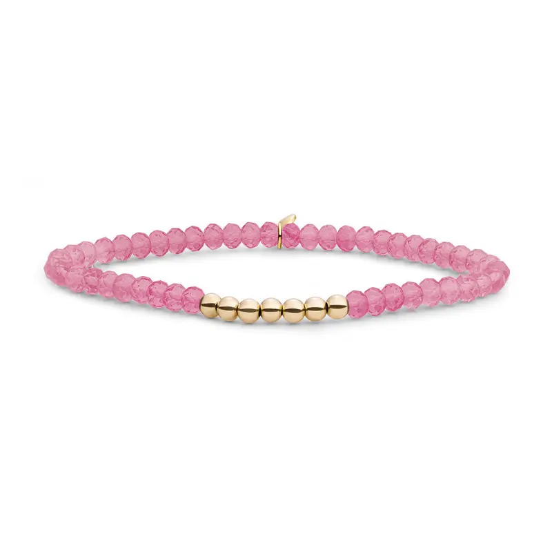 Sparkling Jewels Armband Jade SB-G-4MM-RLI-G69 Goudkleurig