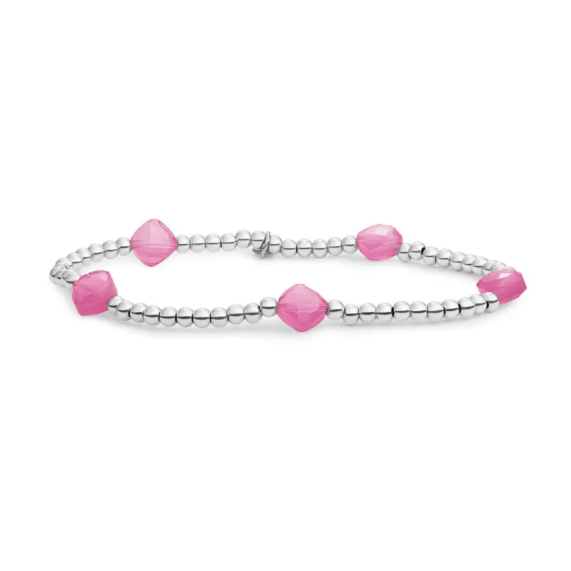 Sparkling Jewels Armband Jade SB-S-3MM-CC-G69 Zilverkleurig
