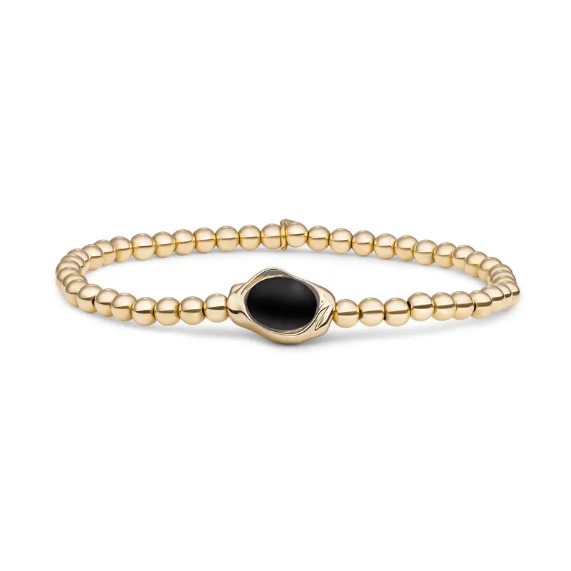 Sparkling Jewels Armband Onyx SB-G-4MM-FLG07 Goudkleurig