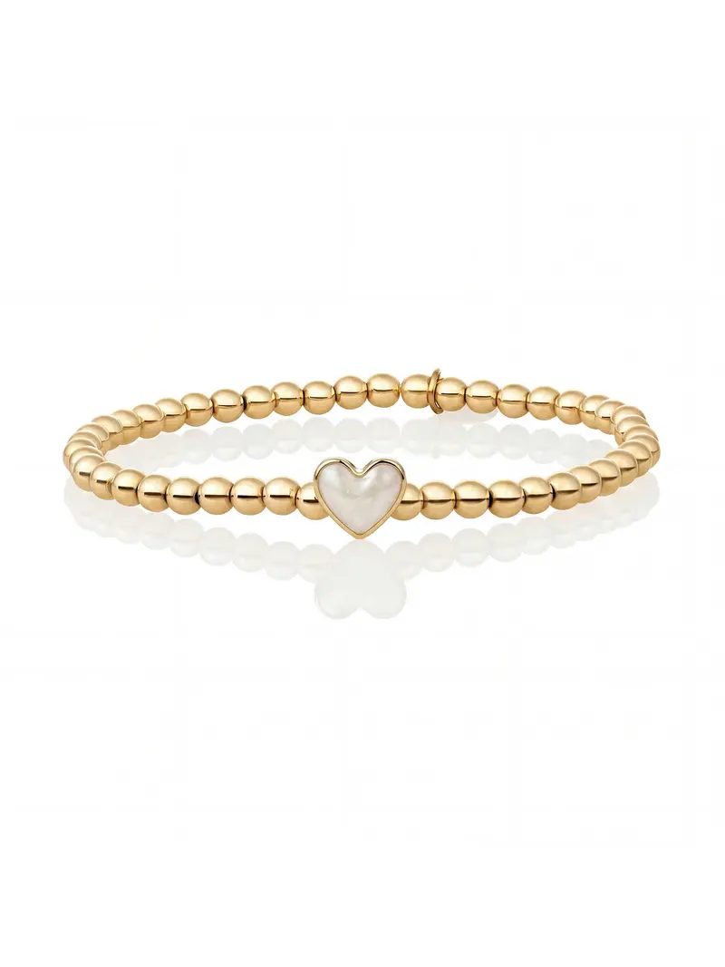 Sparkling Jewels Armband Parel SB-G-4MM-HEART-P01 Goudkleurig