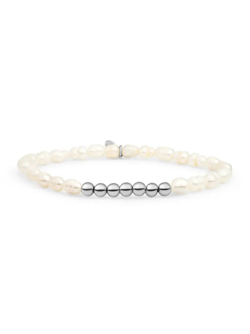 Sparkling Jewels Armband Parel SB-S-4MM-RLI-PEARL Zilverkleurig