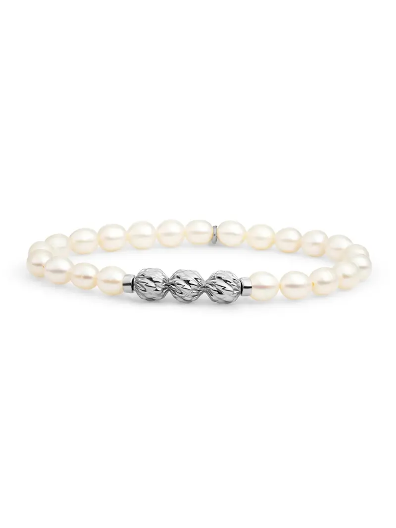 Sparkling Jewels Armband Parel SB-S-6MM-FUSE-PEARL Zilverkleurig