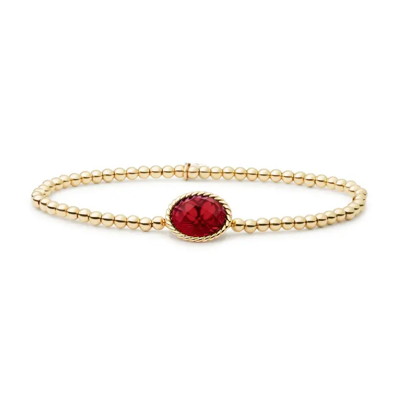 Sparkling Jewels Armband Robijnkwarts SB-G-3MM-TG50 Zilverkleurig