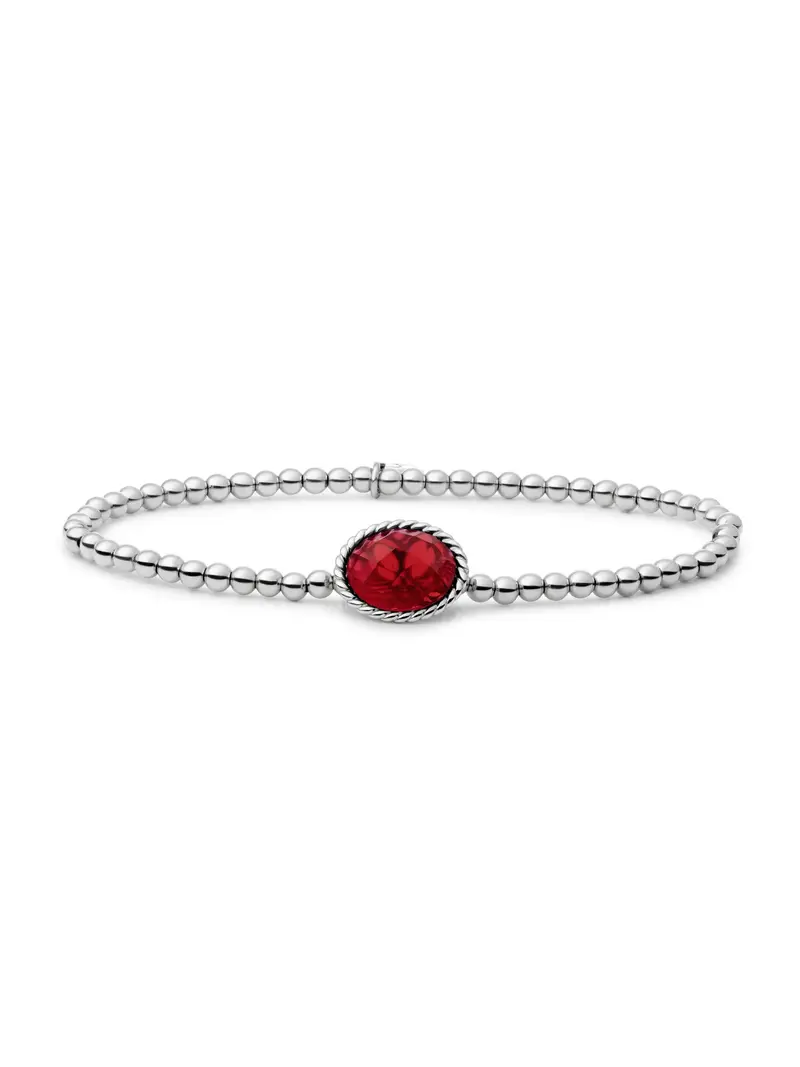 Sparkling Jewels Armband Robijnkwarts SB-S-3MM-TG50 Zilverkleurig