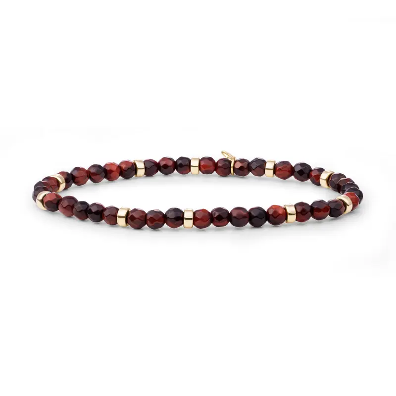 Sparkling Jewels Armband Roundel Interstellar Rode Tijgeroog SBG-GEM15-MIX-RDL Goudkleurig