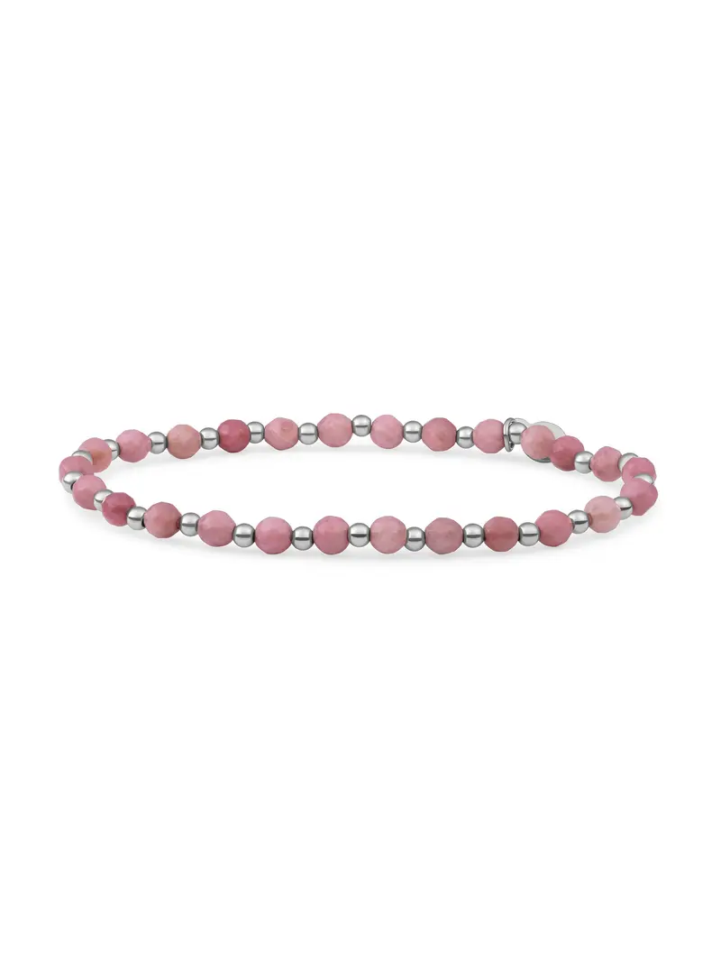 Sparkling Jewels Armband Roze rhodoniet Interstellar 3mm SB-GEM24-3MM-MIX Zilverkleurig