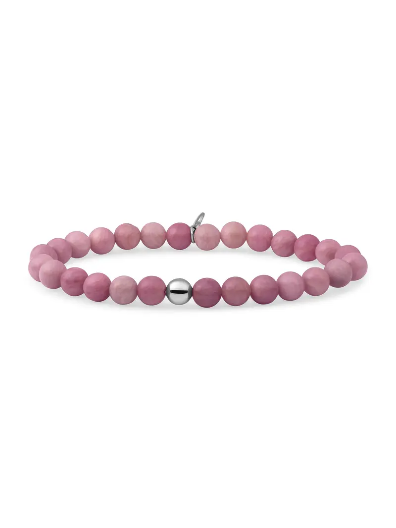 Sparkling Jewels Armband Roze rhodoniet Saturn large 6mm SB-GEM24-ADD-6MM Zilverkleurig