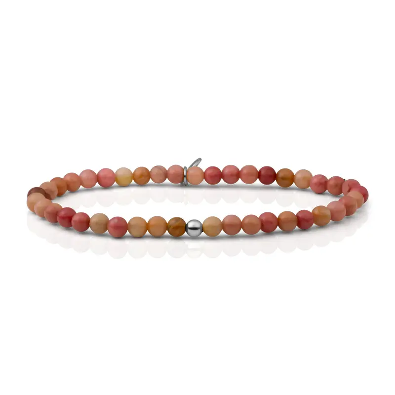 Sparkling Jewels Armband Roze rhodoniet Saturn small 4mm SB-GEM24-ADD-4MM Zilverkleurig