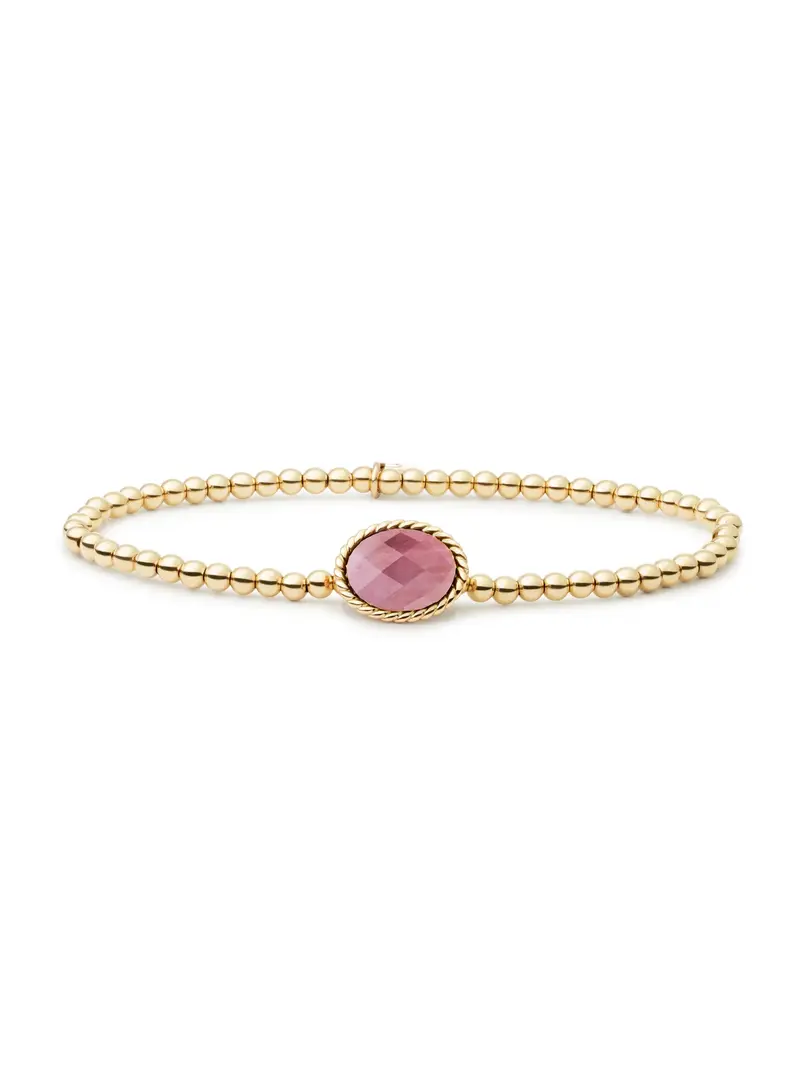 Sparkling Jewels Armband Roze rhodoniet SB-G-3MM-TG24 Goudkleurig