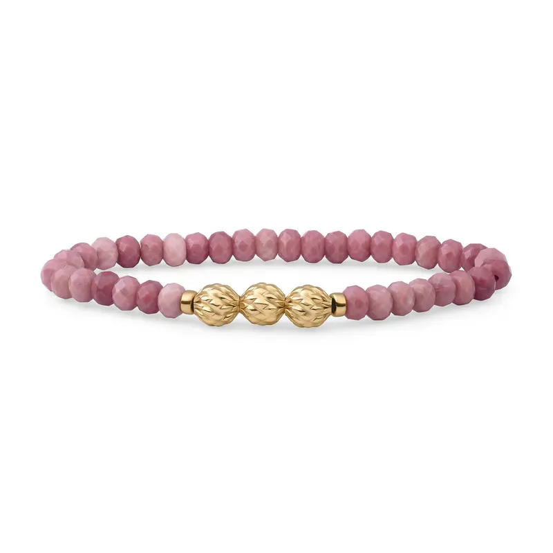 Sparkling Jewels Armband Roze rhodoniet SB-G-6MM-FUSE-G24 Goudkleurig