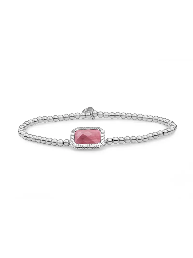 Sparkling Jewels Armband Roze rhodoniet SB-S-3MM-BAG24 Zilverkleurig