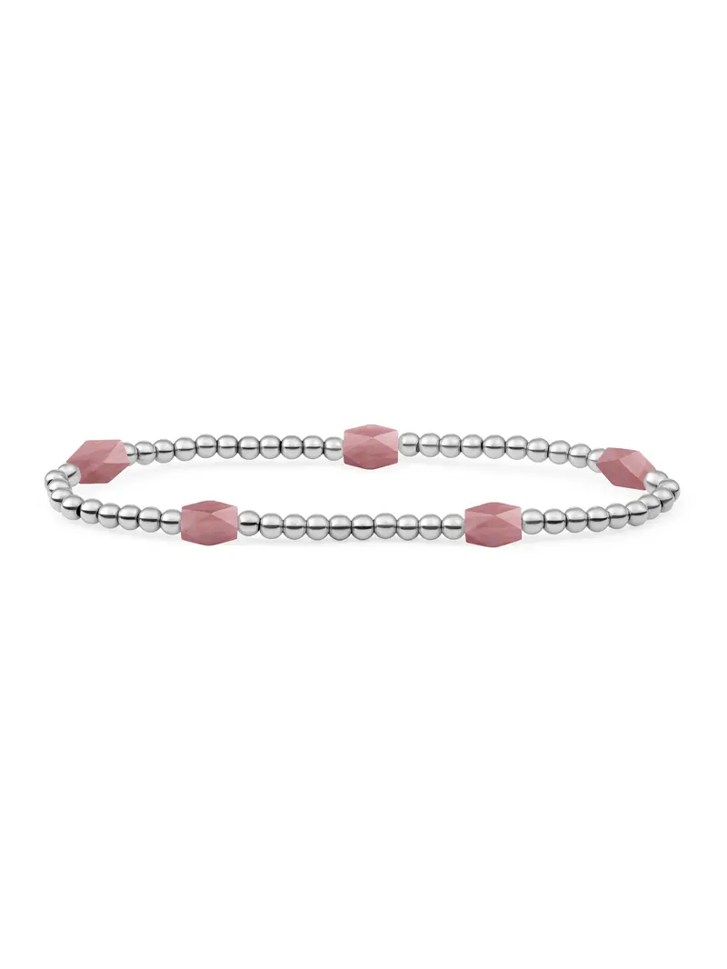 Sparkling Jewels Armband Roze rhodoniet SB-S-3MM-BAR-G24 Goudkleurig