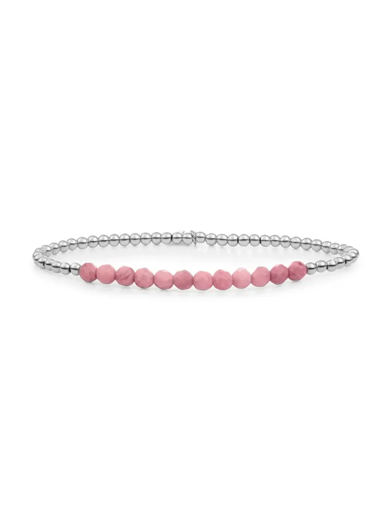 Sparkling Jewels Armband Roze rhodoniet Universe 3mm SB-GEM24-3MM-LINE Zilverkleurig