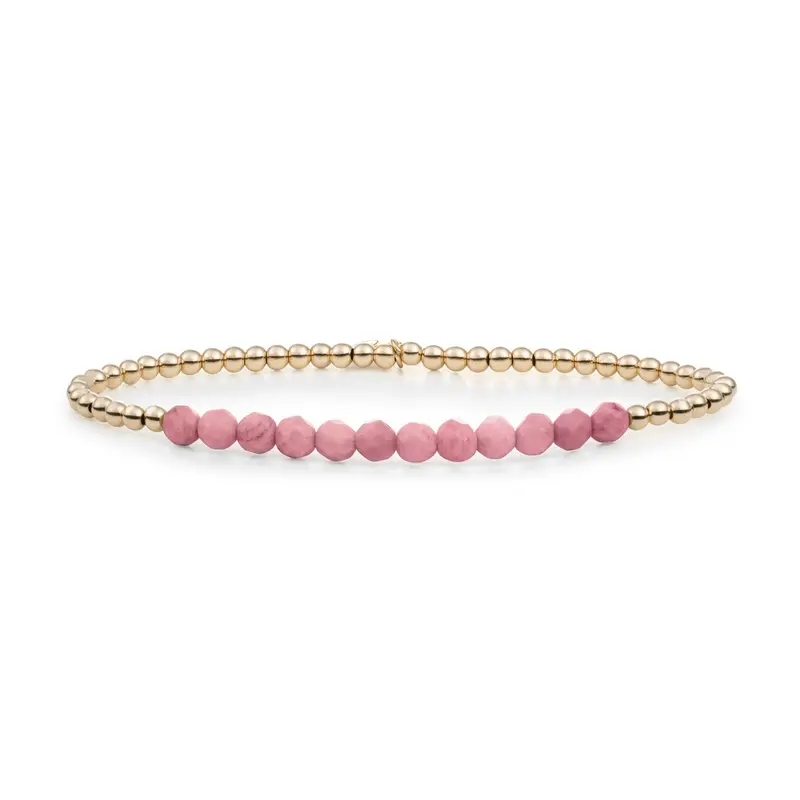 Sparkling Jewels Armband Roze rhodoniet Universe 3mm SBG-GEM24-3MM-LINE Zilverkleurig