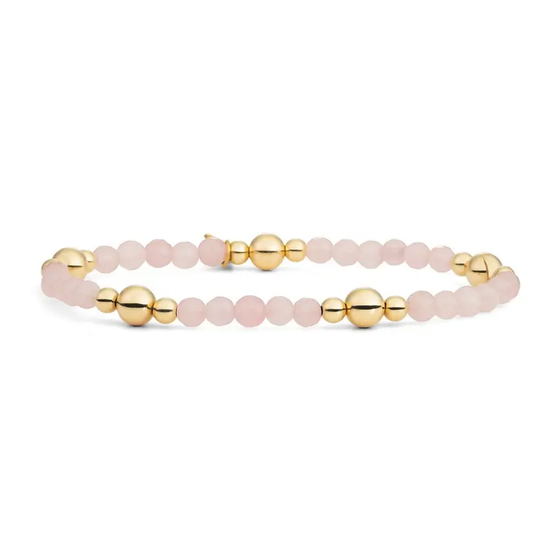 Sparkling Jewels Armband Rozenkwarts BLK01G-G13 Zilverkleurig