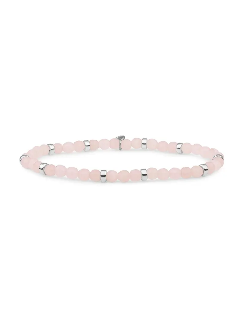 Sparkling Jewels Armband Rozenkwarts Roundel Interstellar SB-GEM13-MIX-RDL Zilverkleurig