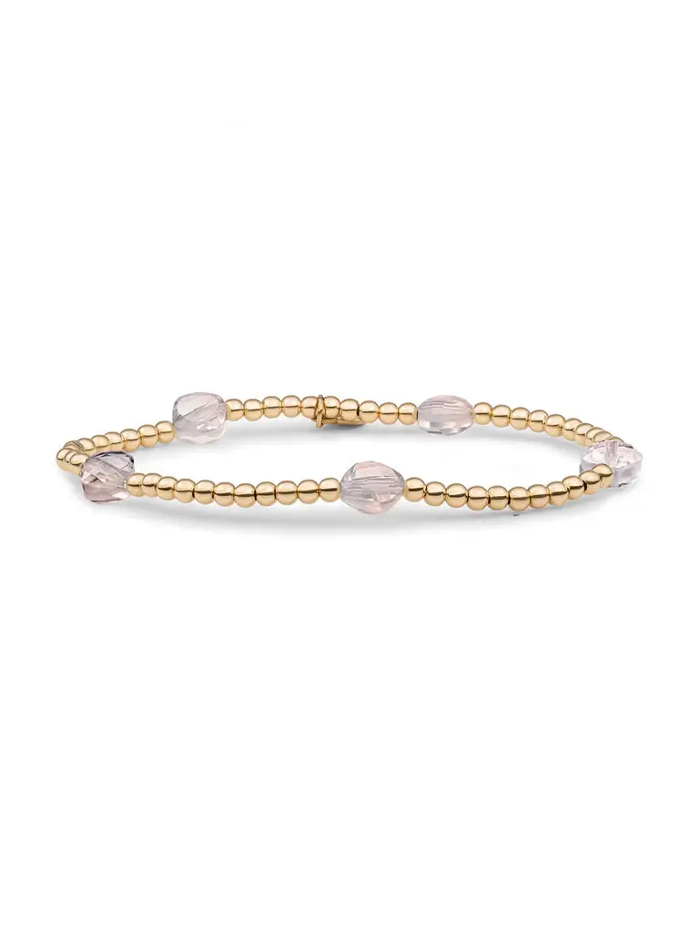 Sparkling Jewels Armband Rozenkwarts SB-G-3MM-CC-G13 Zilverkleurig