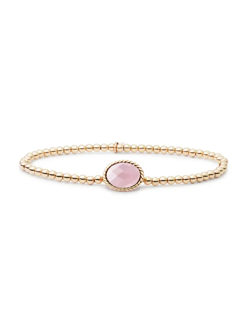 Sparkling Jewels Armband Rozenkwarts SB-G-3MM-TG13 Zilverkleurig