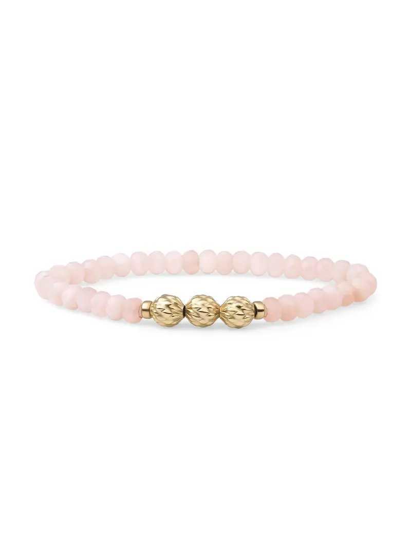 Sparkling Jewels Armband Rozenkwarts SB-G-6MM-FUSE-G13 Goudkleurig