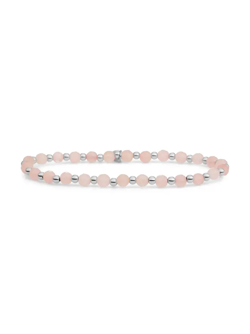 Sparkling Jewels Armband Rozenkwarts SB-GEM13-3MM-MIX Zilverkleurig