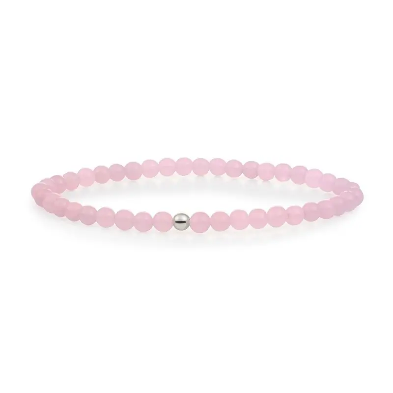 Sparkling Jewels Armband Rozenkwarts SB-GEM13-ADD-4MM Zilverkleurig