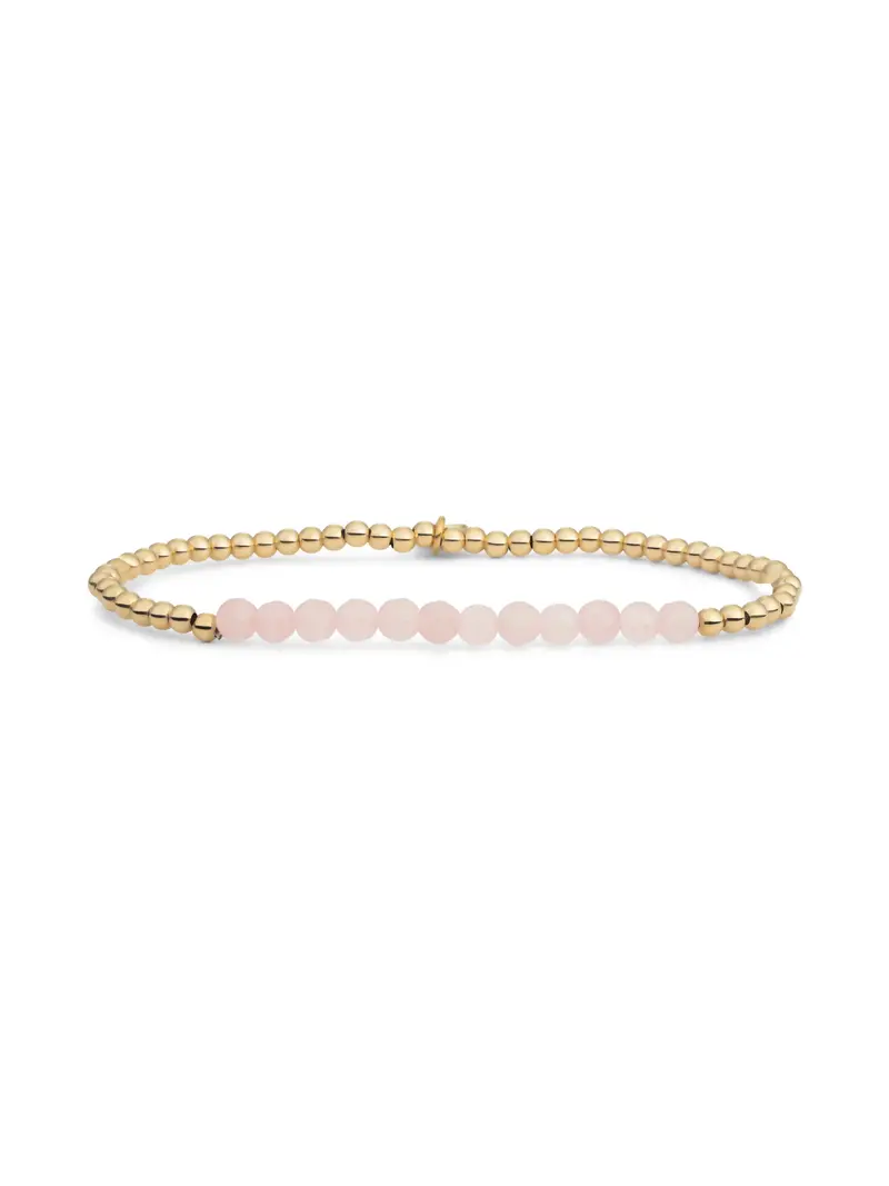 Sparkling Jewels Armband Rozenkwarts SBG-GEM13-3MM-LINE Goudkleurig