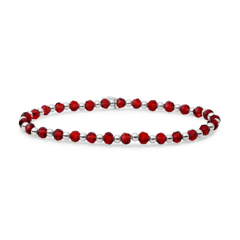 Sparkling Jewels Armband Rubinkwarts SB-GEM50-3MM-MIX Zilverkleurig