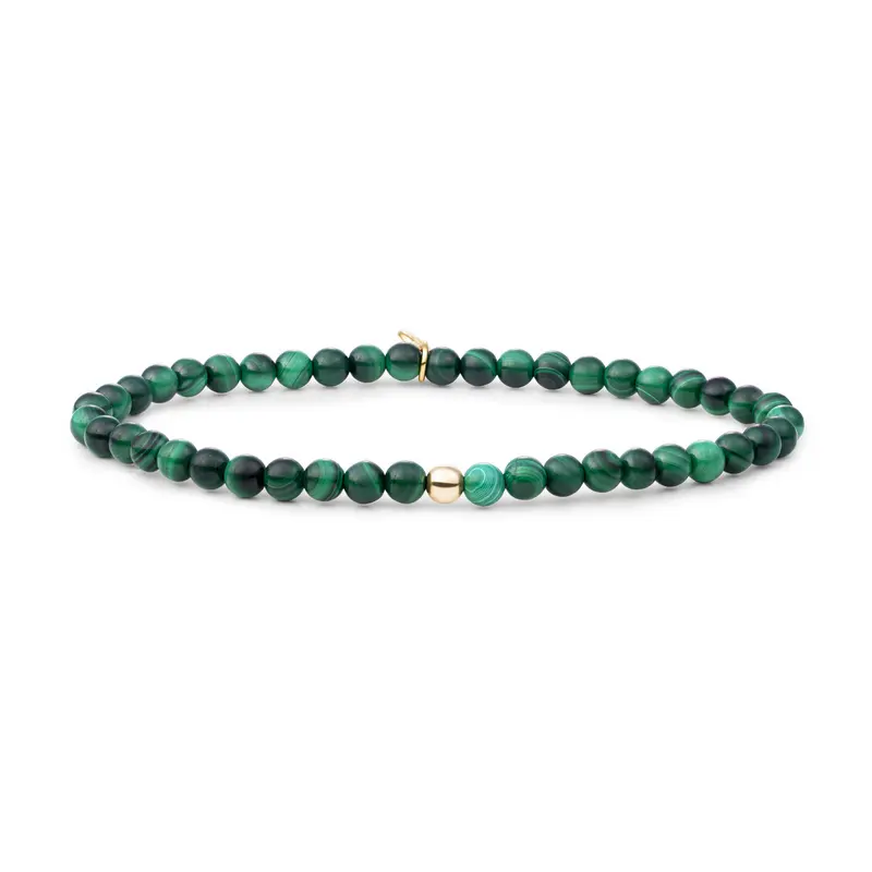 Sparkling Jewels Armband Saturn Small 4mm Malachiet SBG-GEM73-ADD-4MM Goudkleurig
