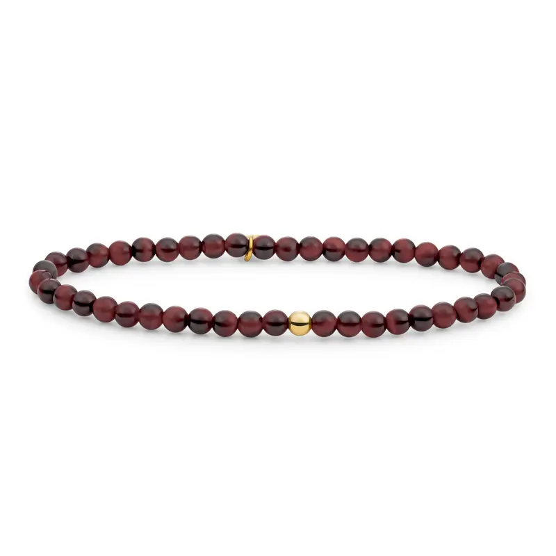 Sparkling Jewels Armband Saturn Small 4mm Rode Tijgeroog SBG-GEM15-ADD-4MM Goudkleurig