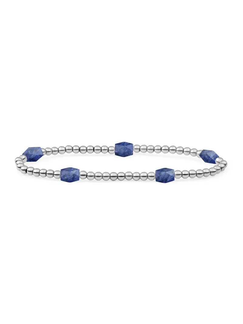Sparkling Jewels Armband Sodaliet SB-S-3MM-BAR-G20 Zilverkleurig