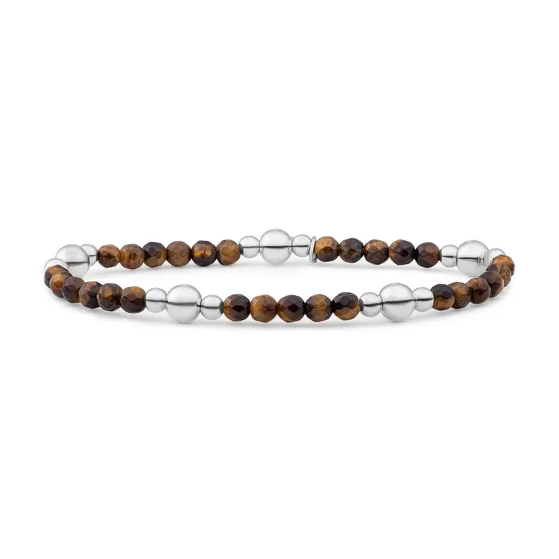 Sparkling Jewels Armband Tijgeroog BLK01S-G09 Zilverkleurig