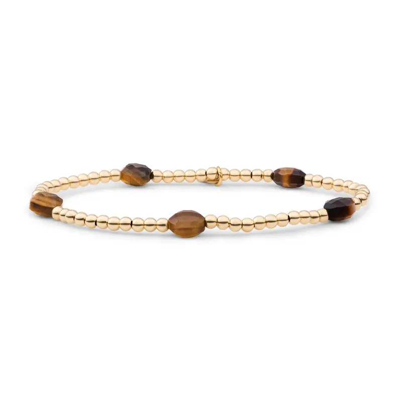 Sparkling Jewels Armband Tijgeroog SB-G-3MM-CC-G09 Goudkleurig