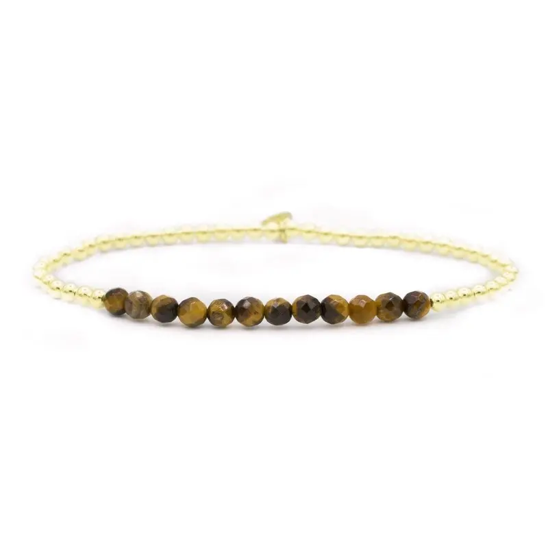 Sparkling Jewels Armband Tijgeroog SBG-GEM09-3MM-LINE Goudkleurig