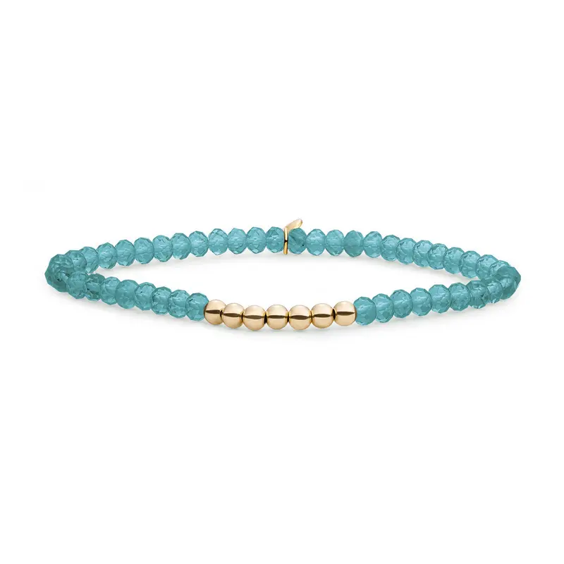 Sparkling Jewels Armband Turkoois SB-G-4MM-RLI-G70 Goudkleurig