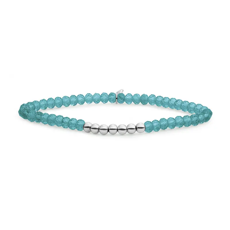 Sparkling Jewels Armband Turkoois SB-S-4MM-RLI-G70 Zilverkleurig