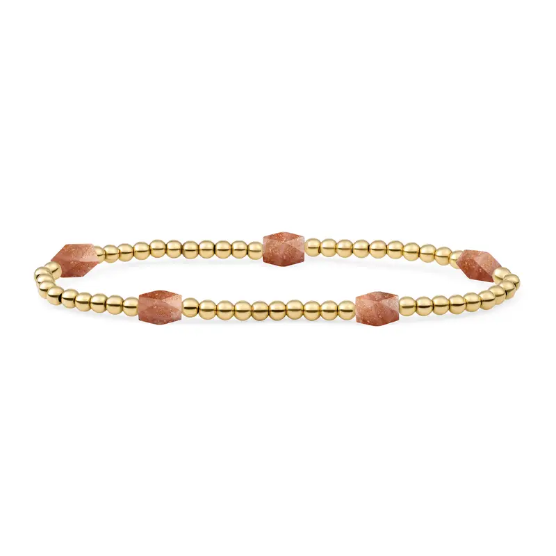 Sparkling Jewels Armband Zonnesteen 3mm Reverse Edge Mix SB-G-3MM-BAR-G58 Zilverkleurig