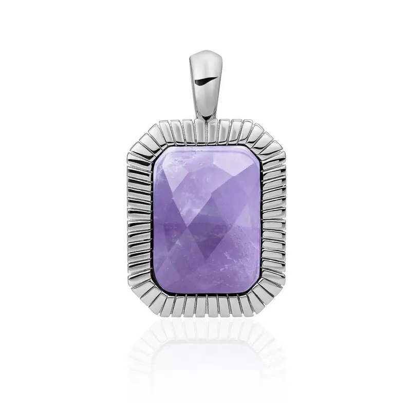 Sparkling Jewels Hanger Amethist Baguette SP23-G05 Zilverkleurig