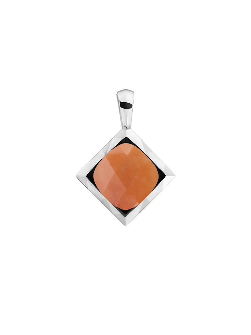 Sparkling Jewels Hanger Cushion Cut Amulet Rode Aventurijn SP32-G28 Zilverkleurig