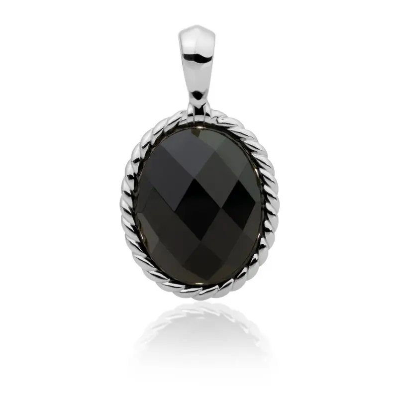 Sparkling Jewels Hanger Onyx SP21-G07 Zilverkleurig