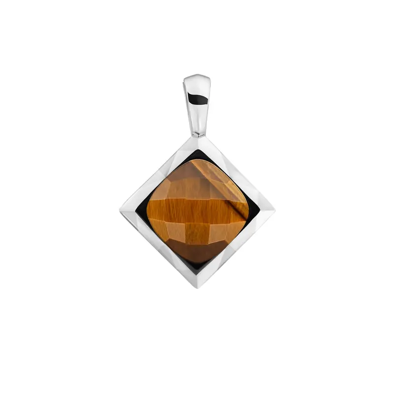 Sparkling Jewels Hanger Tijgeroog SP32-G09 Zilverkleurig