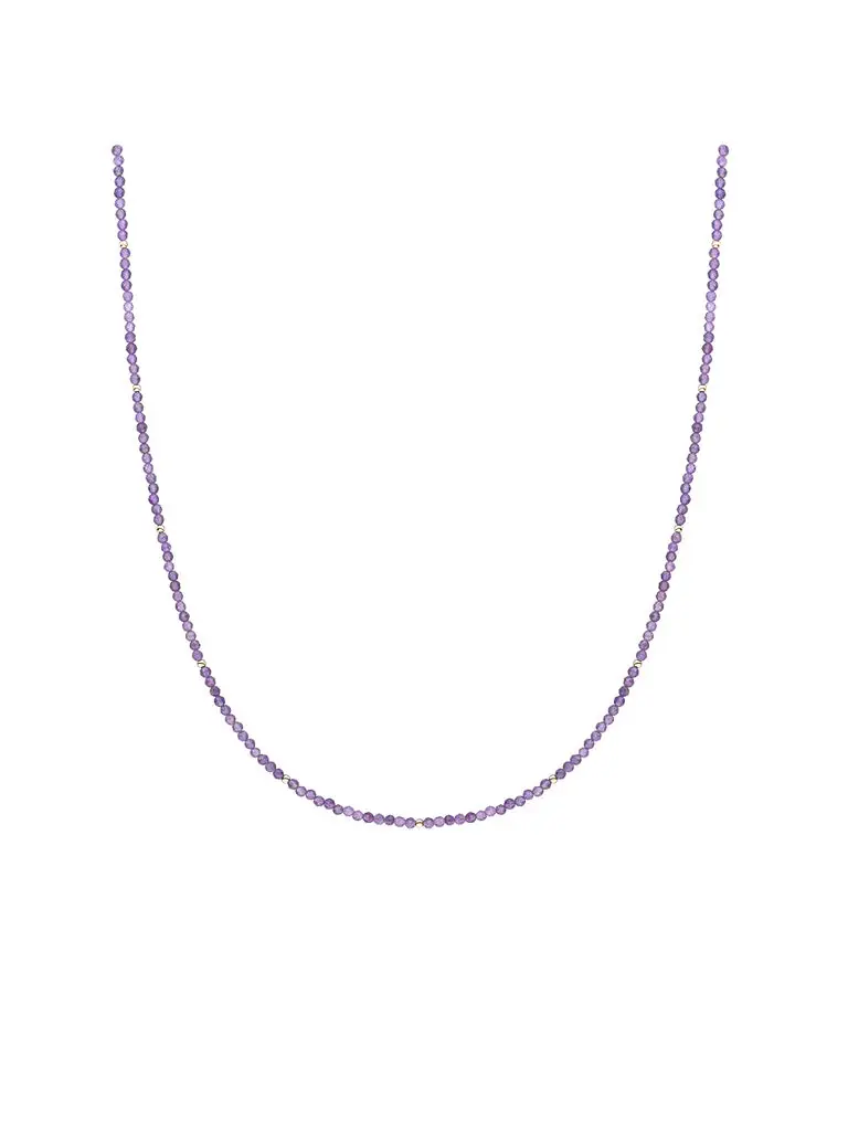 Sparkling Jewels Ketting 2mm Amethist 42cm +2cm NLK04G-G05 Goudkleurig