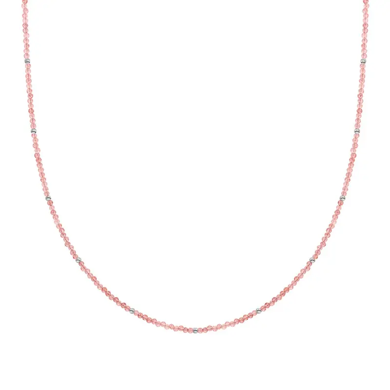 Sparkling Jewels Ketting 2mm Cherry kwarts 42cm +2cm NLK04S-G25 Zilverkleurig