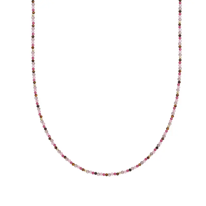 Sparkling Jewels Ketting 2mm Multi Gem NLK04G-MULTI02 Goudkleurig