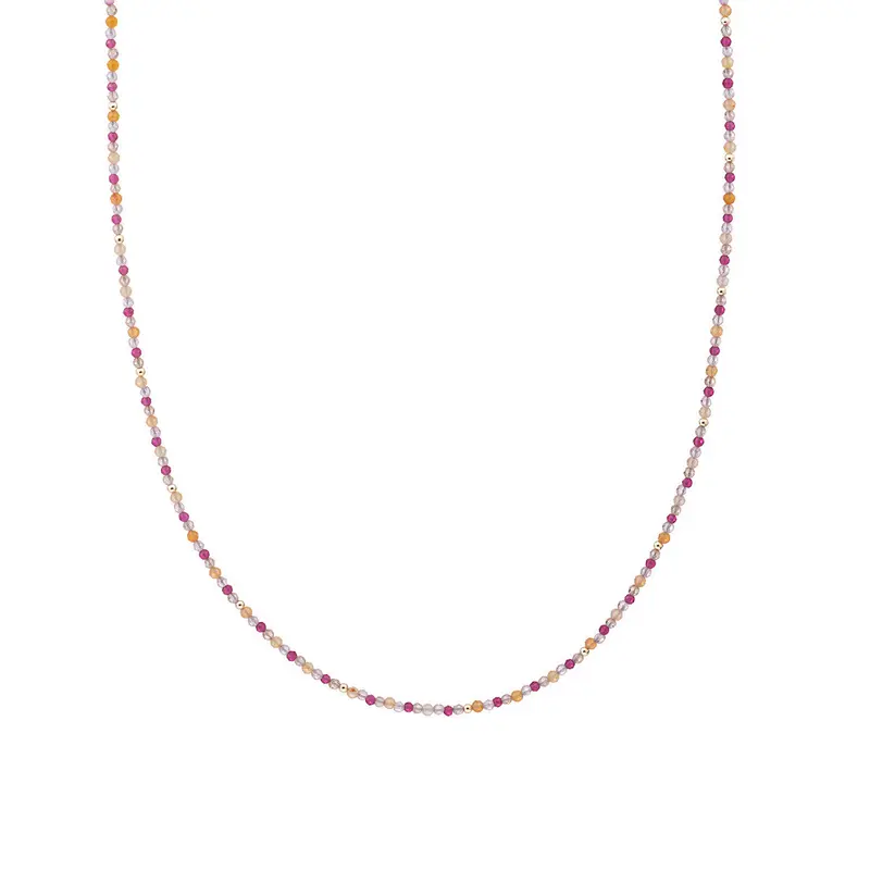 Sparkling Jewels Ketting 2mm Multi Gem NLK04G-MULTI03 Goudkleurig