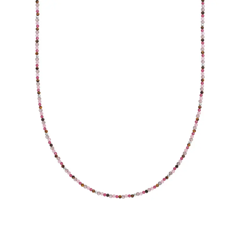 Sparkling Jewels Ketting 2mm Multi Gem NLK04S-MULTI02 Zilverkleurig