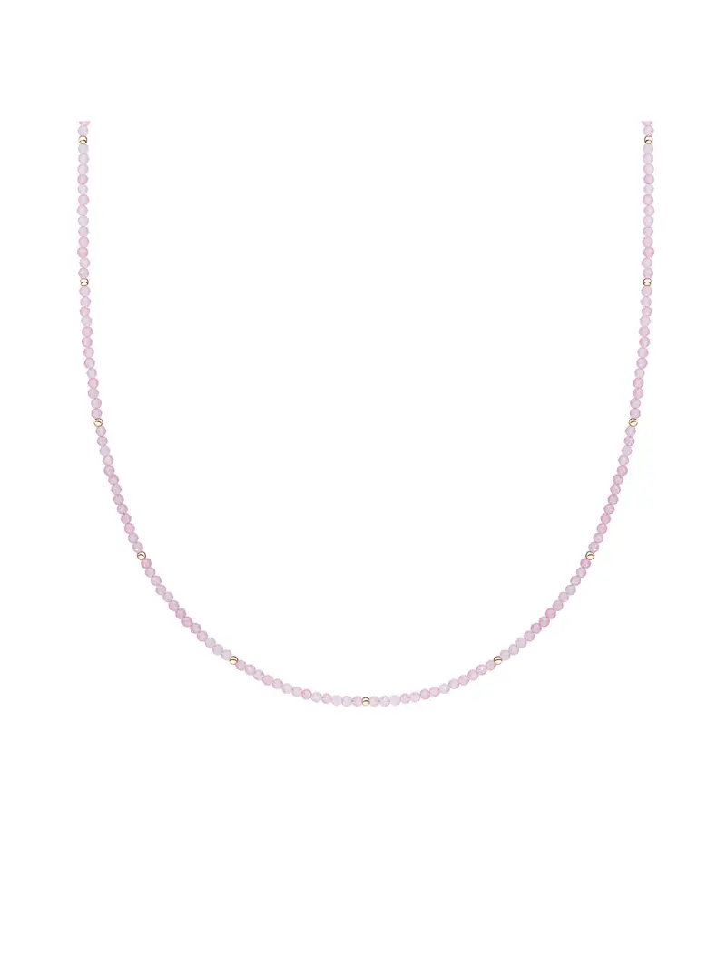 Sparkling Jewels Ketting 2mm Rozenkwarts 42cm +2cm NLK04G-G13 Goudkleurig