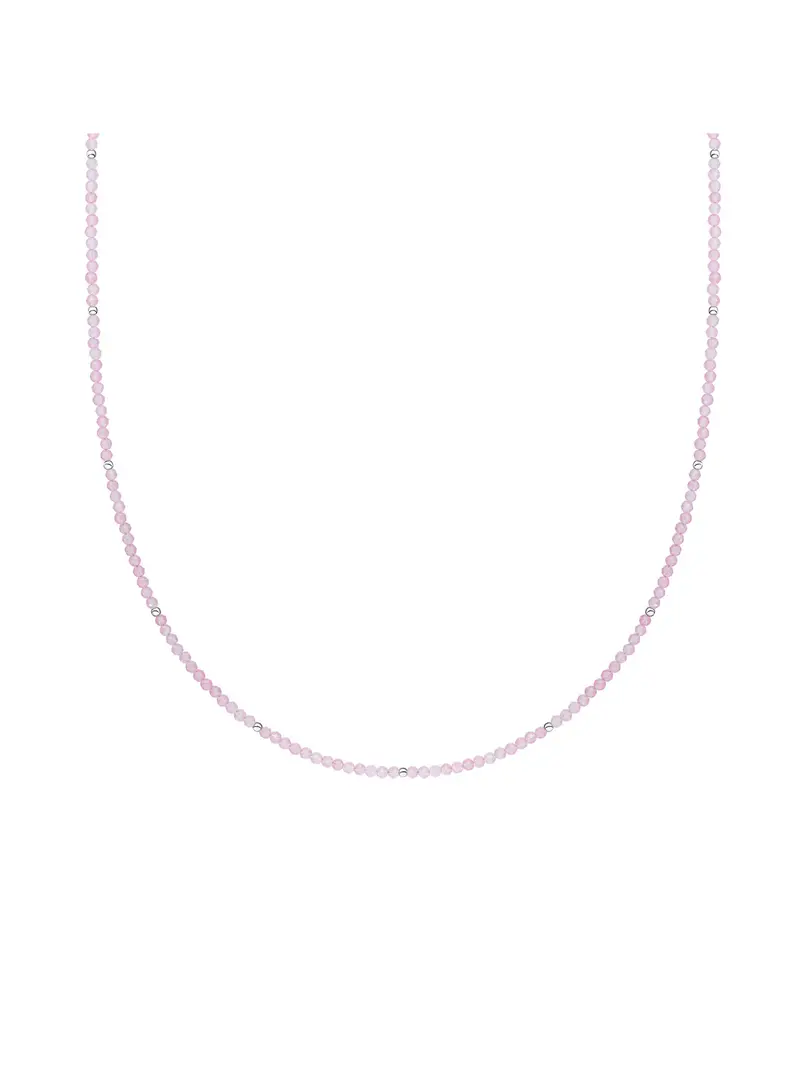 Sparkling Jewels Ketting 2mm Rozenkwarts 42cm +2cm NLK04S-G13 Zilverkleurig